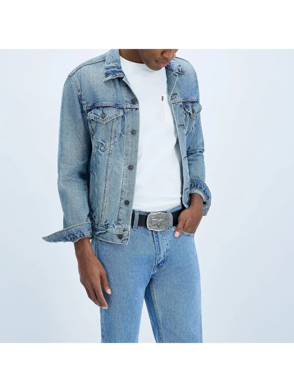 Men's Leather Jean Belt with Removable Buckle, Western Cowboy Style for Daily